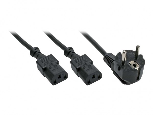 InLine Cavo alimentaz.Y Shu.cko 90° a 2x presa C13 - nero - 5m