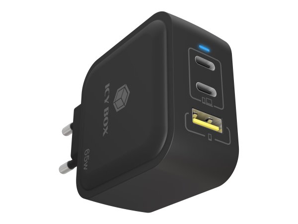 ICY BOX 3-Port Steckerladegerät IB-PS103-PD USB-A+ 2x USB-C schwarz PD 3.0+ QC 3.0