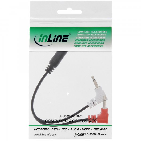InLine Cavo Audio Y per Aereo 2x Jack 3,5mm M a Jack 3,5mm F - 0,15m