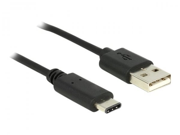 Delock 0.5m - USB2.0-A/USB2.0-C - 0,5 m - USB A - USB C - USB 2.0 - Maschio/Maschio - Nero