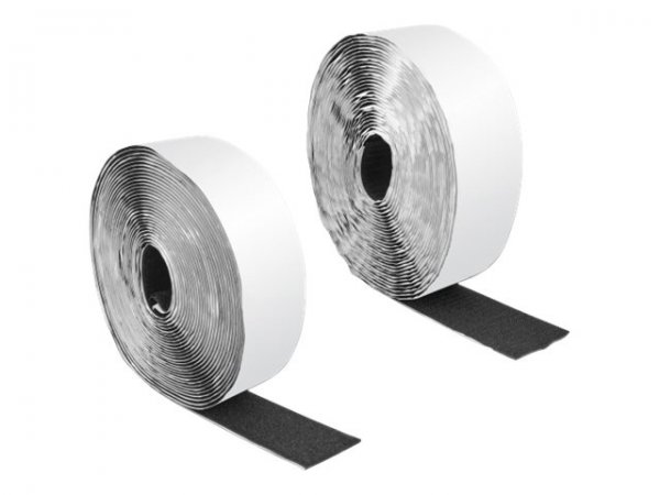 Delock Nastro a strappo autoadesivo con chiusura a strappo L 10 m x P 50 mm nero - Plastica - Nero -