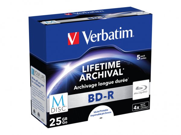 Verbatim M-Disc 4x - 25 GB - BD-R - Portagioielli - 5 pz