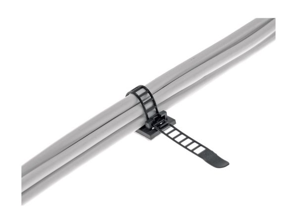 InLine Ferma cavi adesivi regolabili 85mm - con foro di fissaggio - nero - 10pz