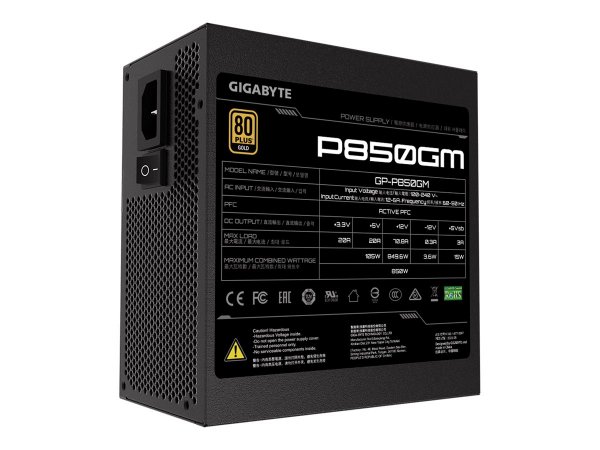 Gigabyte P850GM - 850 W - 100 - 240 V - 50 - 60 Hz - 12 A - 6 A - Attivo