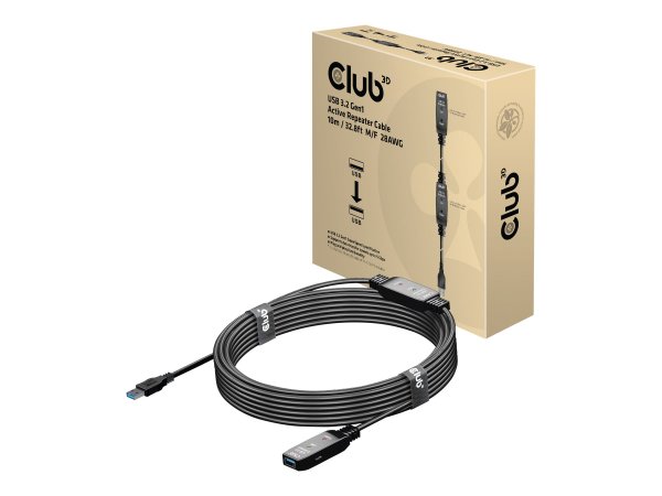 Club 3D CAC-1405 - 10 m - USB A - USB A - USB 3.2 Gen 2 (3.1 Gen 2) - 5 Gbit/s - Nero