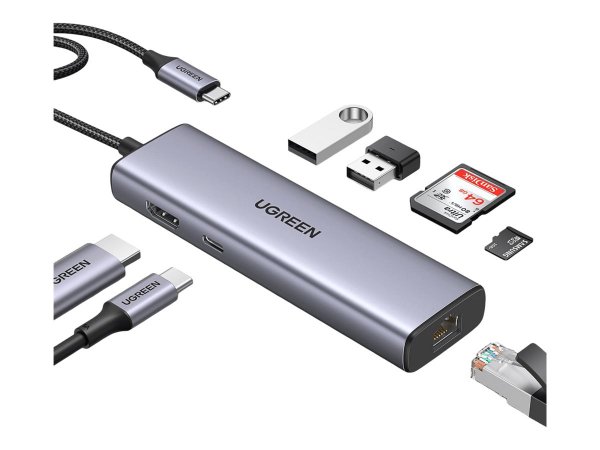Ugreen Hub - 7-in-1 - 2 x SuperSpeed USB 3.0+ 1 USB-C