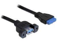 Delock 0.5m USB 3.0 F/F - 0,5 m - USB A - IDC - Nero