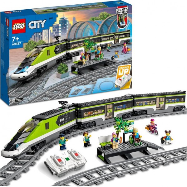 LEGO City 60337 Treno Passeggeri Espresso, con Locomotiva Giocattolo Telecomandata con Luci e Binari