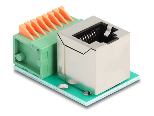 Delock RJ45Buchse gewinkelt Terminalblock Drucktaster Cat.5e - Rete di accessori
