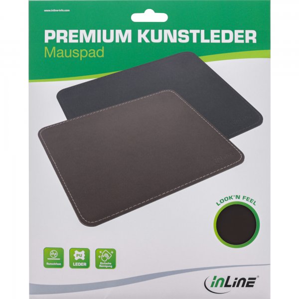InLine Mouse Pad Premium - similpelle - marrone - 255x220x3mm
