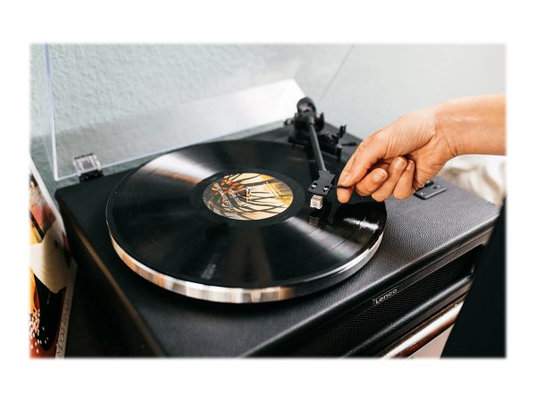 Lenco LS-430BK - Giradischi con trasmissione a cinghia - Nero - Ecopelle - Metallo - Plastica - 33,4