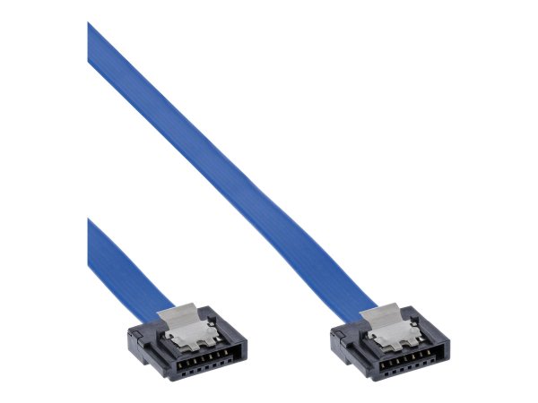 InLine Cavo SATA 6Gb/s - slim - blu - con linguetta - 0,5m