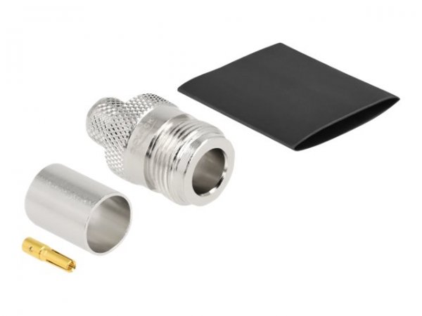 Delock N femmina per crimpare LMR 400 con tubo termoretraibile adatto - Tipo N - Nichel - 0 - 6000 M