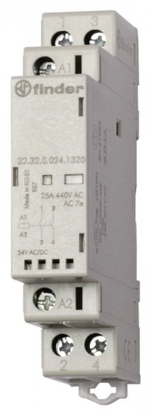 Finder 22.32.0.024.1320 Contattore Installazioni Elettriche 24V AC/DC, 2NA + 2NC