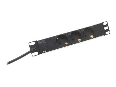 DIGITUS Ciabatta con profilo in alluminio - 3 prese - cavo di alimentazione 2 m spina di sicurezza d