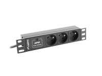 Lanberg PDU-03E-0200-BK - 1U - Orizzontale - Nero - 3 presa(e) AC - Tipo E - Attività