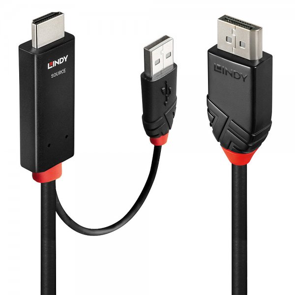 Lindy 41500 - 3 m - HDMI + USB Type-A - DisplayPort - Maschio - Maschio - Dritto