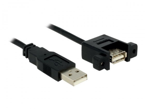 Delock 1m 2xUSB2.0-A - 1 m - USB A - USB A - USB 2.0 - Maschio/Femmina - Nero