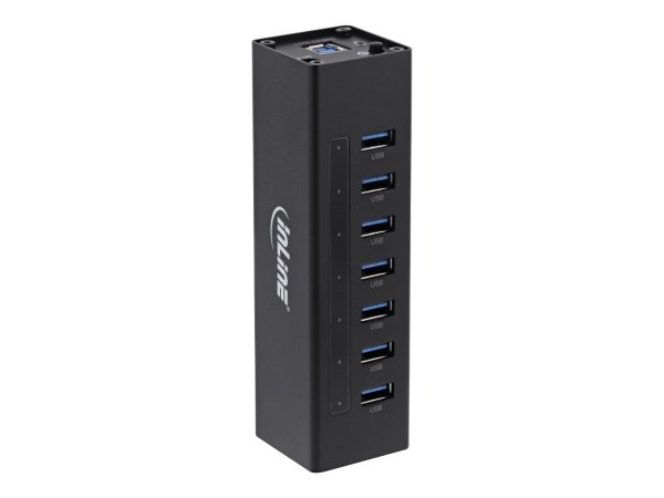 InLine Hub 7x USB 3.2 - alimentatore 2,5 A - allumino - nero
