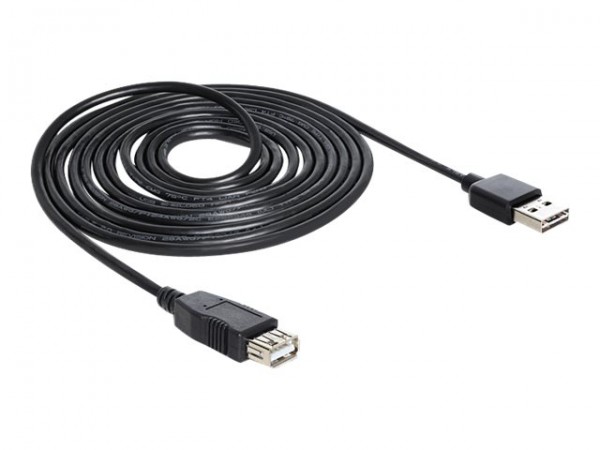 Delock EASY-USB 2.0-A - USB 2.0-A - 5m - 5 m - USB A - USB A - USB 2.0 - Maschio/Femmina - Nero