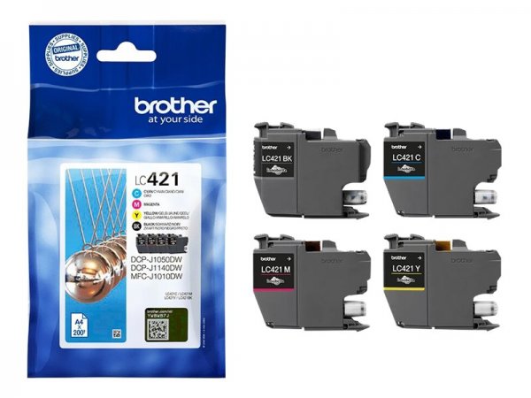 Brother LC421 - 4-pack - black, yellow, cyan, magenta