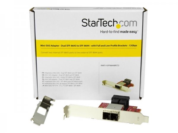 StarTech.com Adattatore Mini-SAS - Dual SFF-8643 a SFF-8644 - con Staffa Intera e a Mezzo Profilo -
