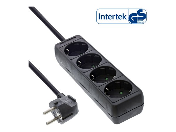 InLine Multipresa 4x Shucko - cavo 5m, - nero