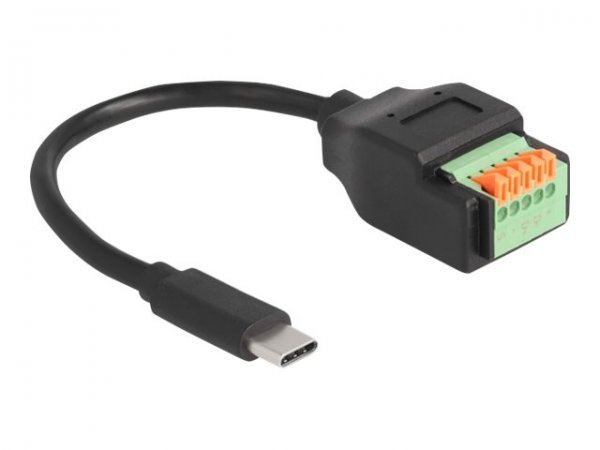 Delock USB 2.0 Kabel Type-C Stecker zu Terminalblock Adapter mit Drucktaster 15 - Adattatore - Digit
