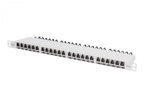 DIGITUS Pannello patch ad alta densità CAT 6A - Classe EA - schermato - Oro - Cat6a - 30 N - Grigio