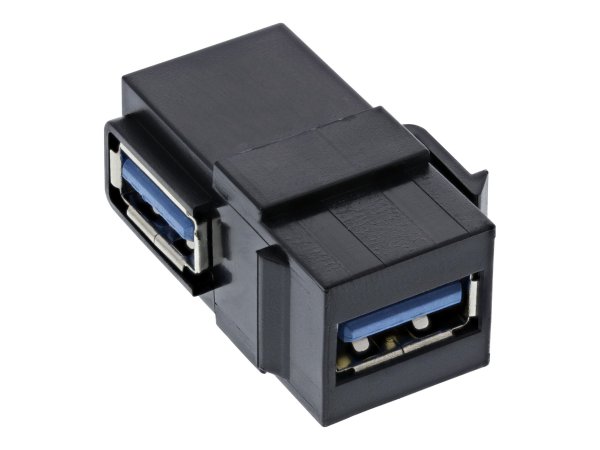 InLine USB 3.0 Keystone Snap-In Insert - USB-A F/F - angolato nero