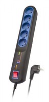 Lestar 1966002822 - 5 presa(e) AC - Tipo F - 50 Hz - Nero - Grigio - Poliammide - Non gestito