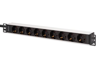 DIGITUS 1U Alu PDU rackmount 8x Safety outlet 1x - (offline) ups - 19"