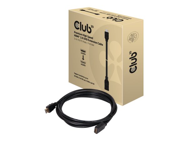 Club 3D High Speed HDMI™ 2.0 4K60Hz Extension Cable 3m/ 9.8ft Male/Female - 3 m - HDMI tipo A (Stand