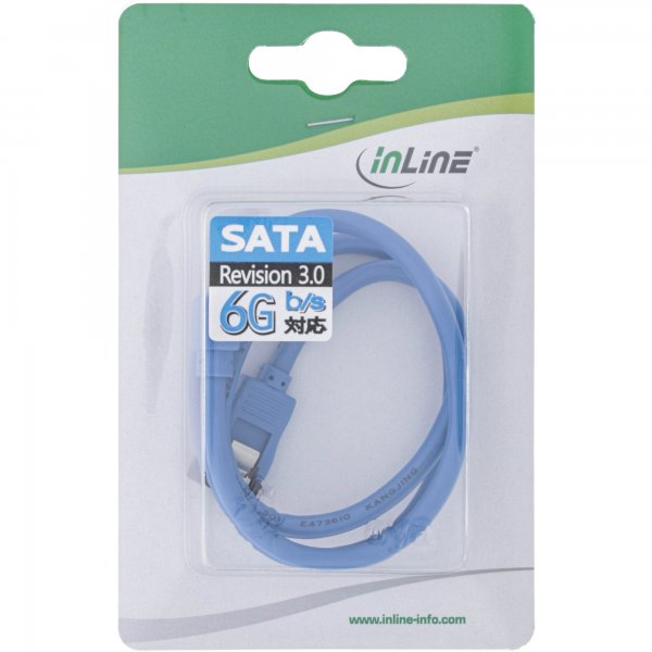 InLine Cavo SATA 6Gb/s - rotondo - angolato - blu - con linguetta - 0,3m