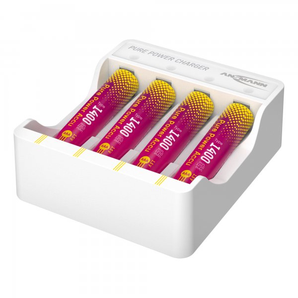 Ansmann Ladegerät PurePower Set AAA inkl. 4x 1500mAh Akku 1001-0182 - Caricabatteria - Agli ioni di