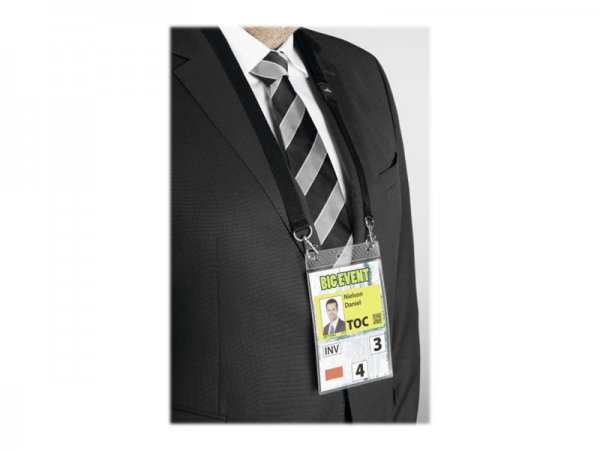 Durable 852501 - Badge - Ritratto - Tessile - Nero - Trasparente - A6 - 88 cm