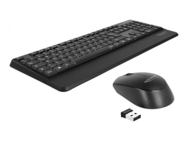 Delock 12674 - Full-size (100%) - Wireless - RF Wireless - QWERTZ - Nero - Mouse incluso