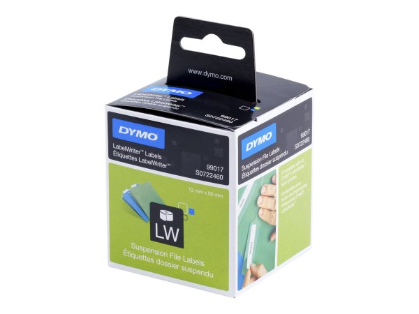 Dymo LW etichette originali per cartelle sospese | 12 mm x 50 mm | 12 rotoli da 220 etichette facilm