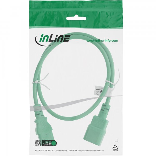 InLine Prolunga elettrica - da C13 a C14 - verde - 0,3m