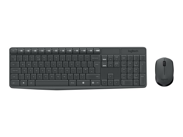 Logitech MK235 - Full-size (100%) - Wireless - RF Wireless - QWERTY - Grigio - Mouse incluso