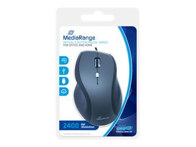 MEDIARANGE MROS202 - Mano destra - Ottico - USB tipo A - 2400 DPI - Nero - Grigio