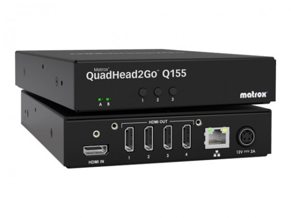 Matrox QuadHead2Go Q155 Multi-Monitor Controller Appliance / Q2G-H4K - Nero - Metallo - Regulatory/e