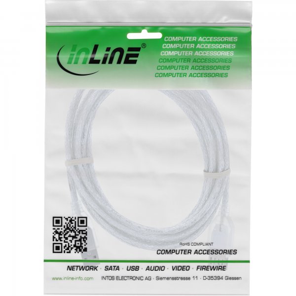 InLine Cavo USB 2.0 A maschio / A femmina - prolunga - dorato - trasparente - 0,5m