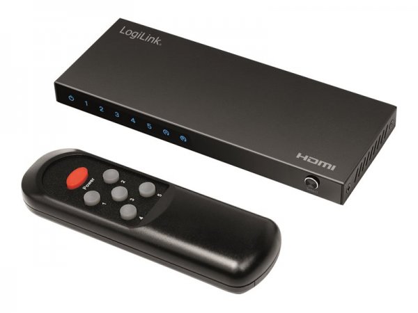 LogiLink Switch HDMI 5x1-Port 4k/60Hz HDCP HDR CEC RC - Interruttore - 6 Gbps