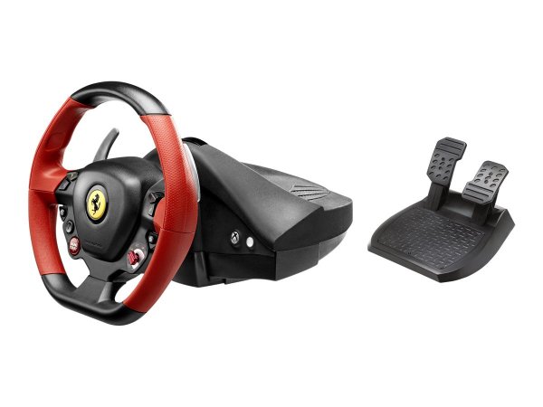 ThrustMaster Ferrari 458 Spider - Sterzo + Pedali - Xbox One - D-pad - Cablato - USB - Nero - Rosso