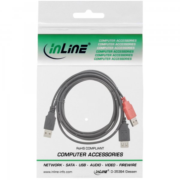 InLine Cavo USB 2.0 Sdoppiato - 2x A maschio / A femmina - Y Form - nero - 0,2m