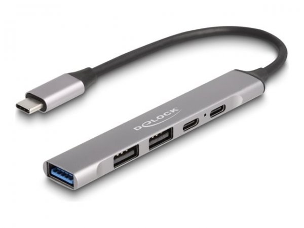 Delock Slim USB Type-C Hub mit 1 x 10 Gbps Typ-A+ 2 2.0+ 1