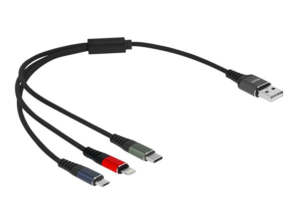 Delock Cavo di ricarica USB 3 in 1 Tipo-A a Lightning / Micro USB / USB Type-C da 30 cm - 0,3 m - US
