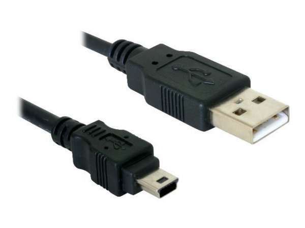 Delock 82252 - 1,5 m - USB A - Mini-USB B - USB 2.0 - Maschio/Maschio - Nero