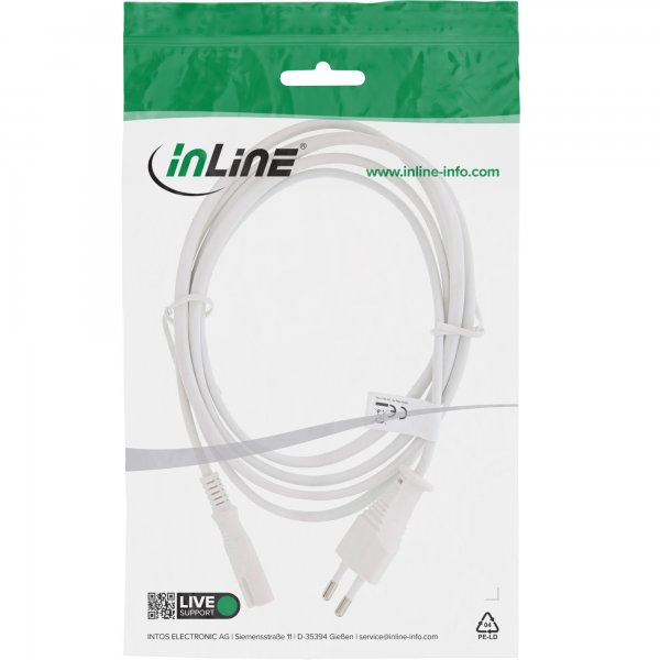 InLine Cavo alimentaz. spina Italiana presa Euro 8 C7 - bianco - 0,3 m